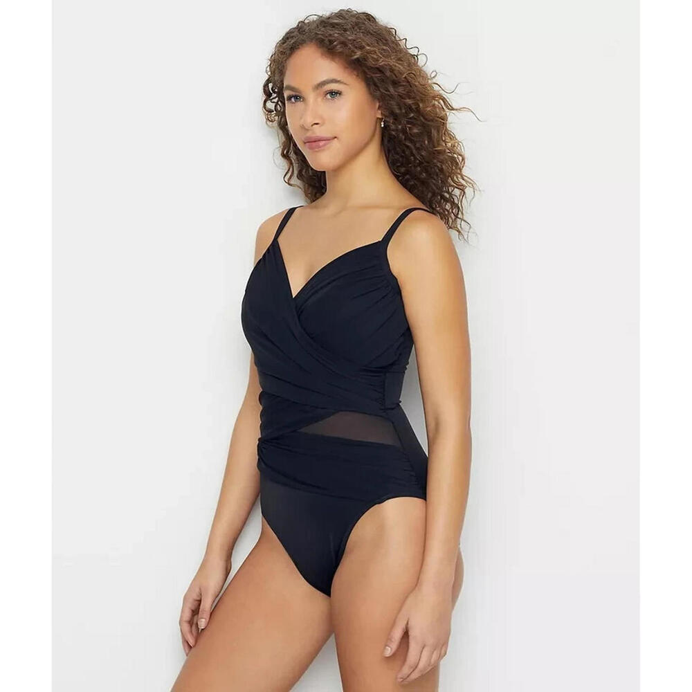 Miraclesuit Black Solid Mystify Tummy Control One… - image 2